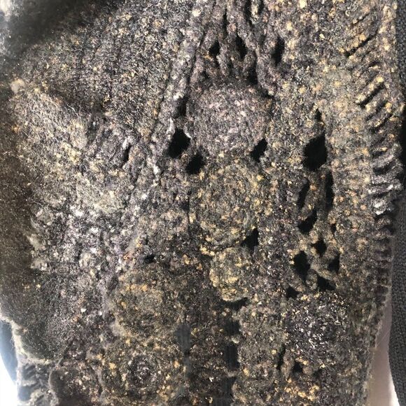 Curio New York Knit Detail Cardigan Black Tan Gold - Picture 2 of 13